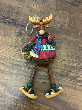 Festive Moose Ornament With Dangling Legs